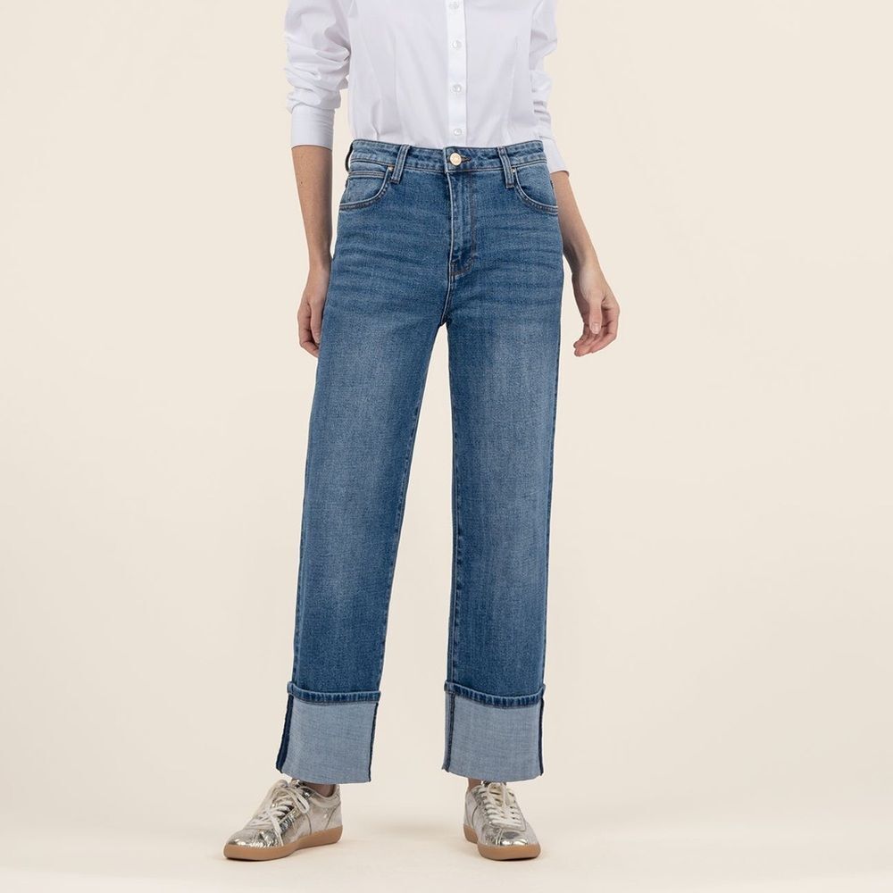 KUT from the KLOTH Sienna High‎ Rise Wide Leg Jeans Size 00 Unspeakable Blue NWT